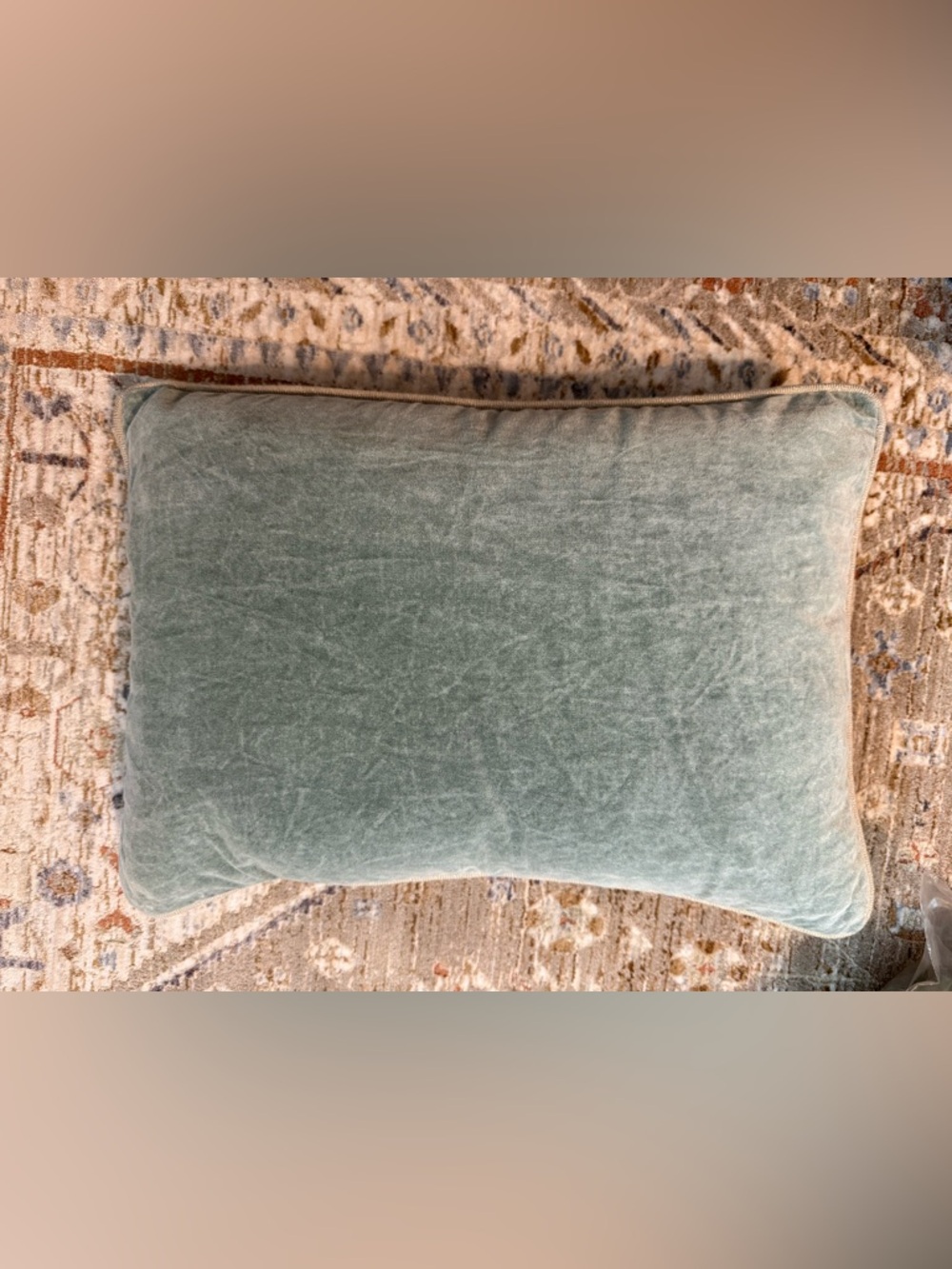 Heirloom Velvet Lumbar Pillow in Bay Green - Picture 5 of 9